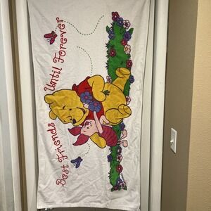 Vintage Winnie The Pooh Piglet Best Friends Until Forever Beach Towel 90s 28x56